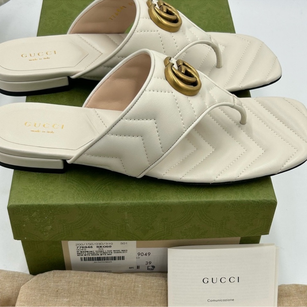 Women’s Gucci, quilted leather song sandals in Mystic white size 39 made Italy - Picture 9 of 10